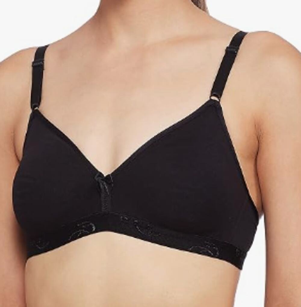 Jockey 1581 Women's Wirefree Non Padded Super Combed Cotton Black 30B